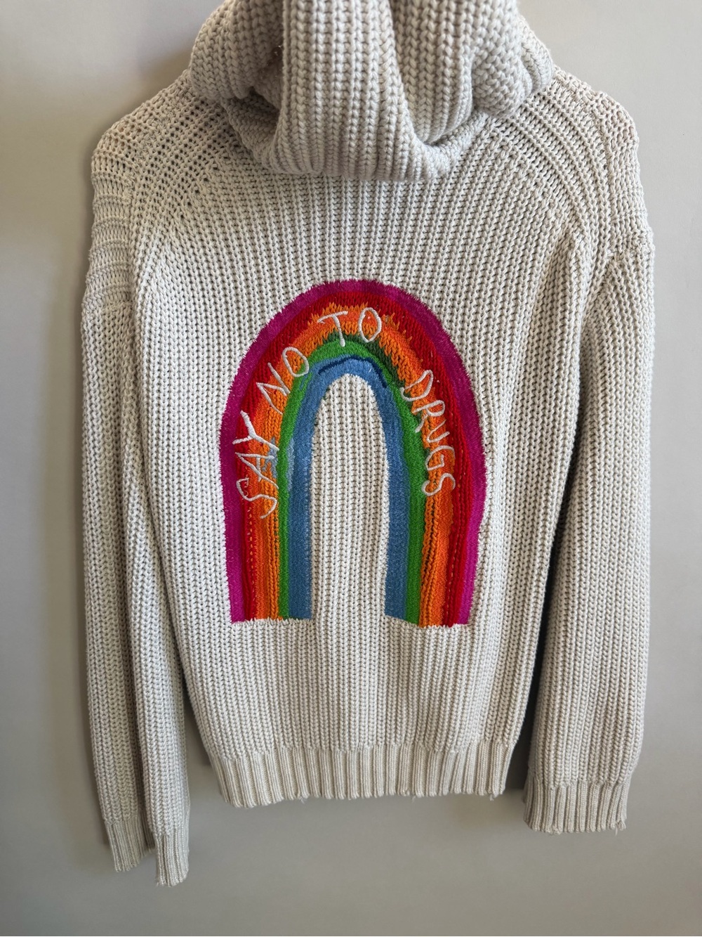 ZADIG & VOLTAIRE Anya Rainbow Zip Hoodie Ecru M - Picture 5 of 13